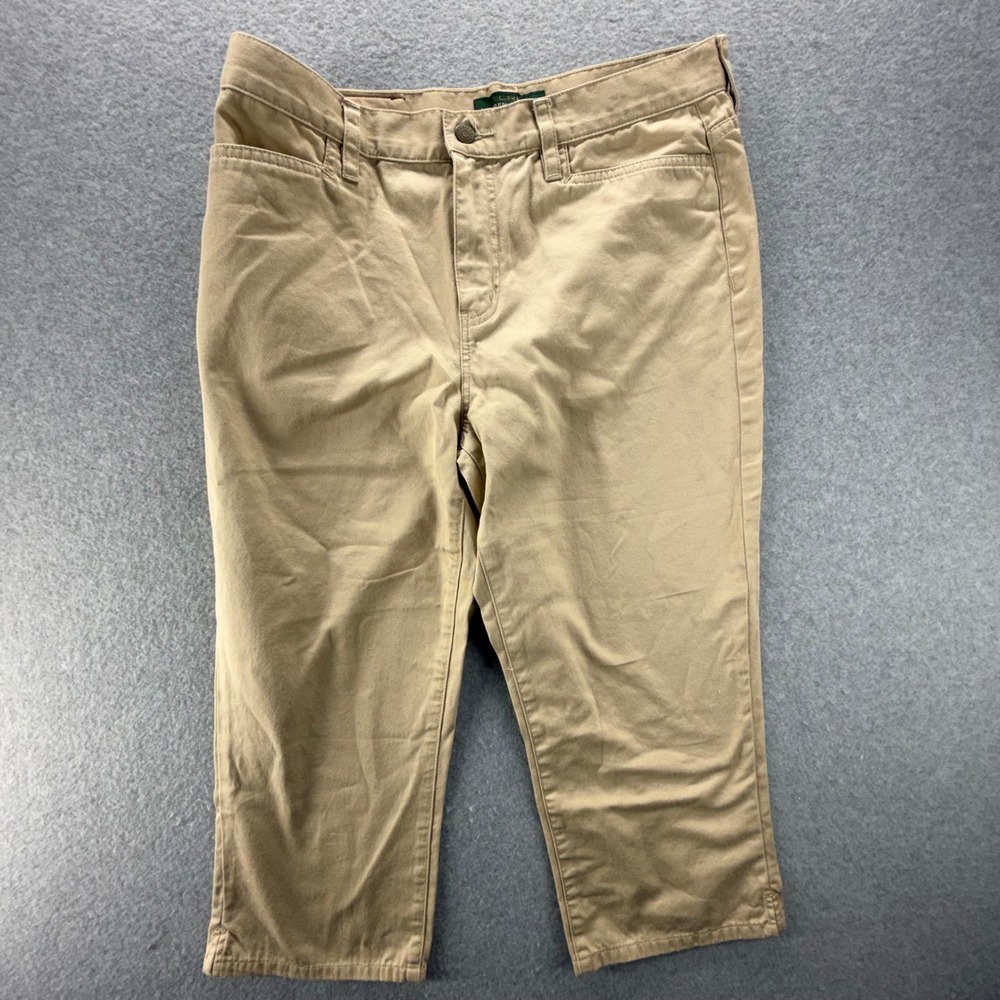 Lauren Ralph Lauren Tan Khaki Classic Midcalf Cropped Capri Pants Womens Size 10